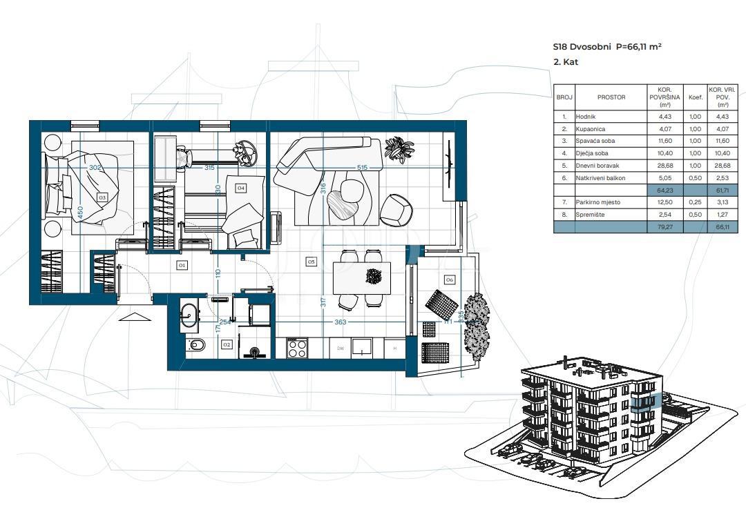 Allogio Novi Vinodolski, 69,87m2