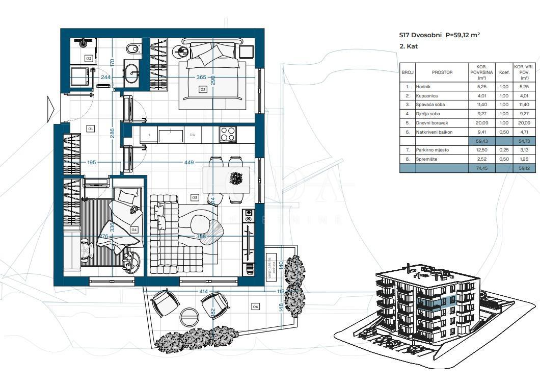 Allogio Novi Vinodolski, 69,87m2