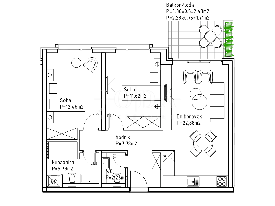 Allogio Makarska, 66,92m2