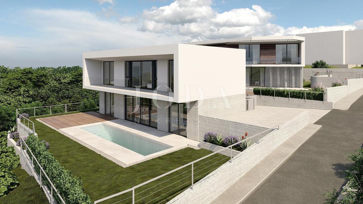 Modern villa with pool and sea view, under construction, island of Krk