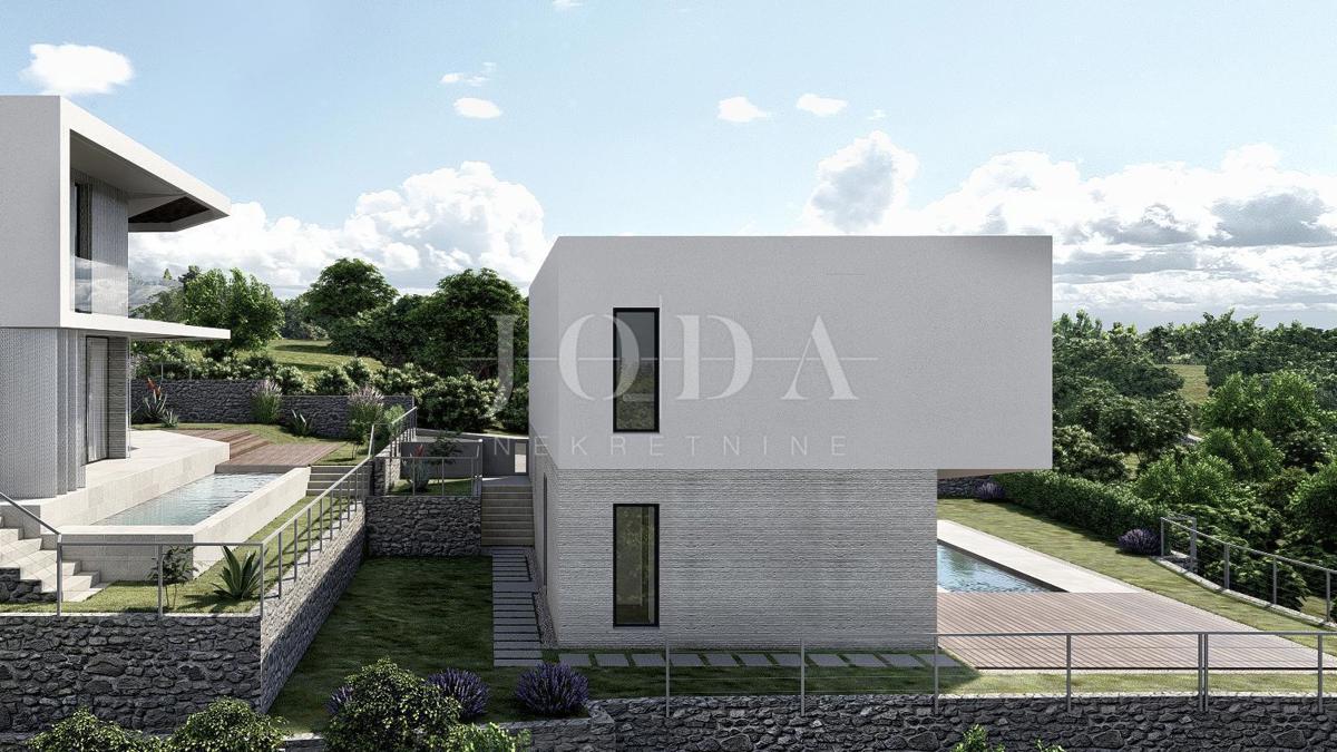 Modern villa with pool and sea view, under construction, island of Krk