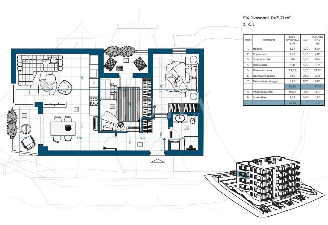 Allogio Novi Vinodolski, 69,87m2
