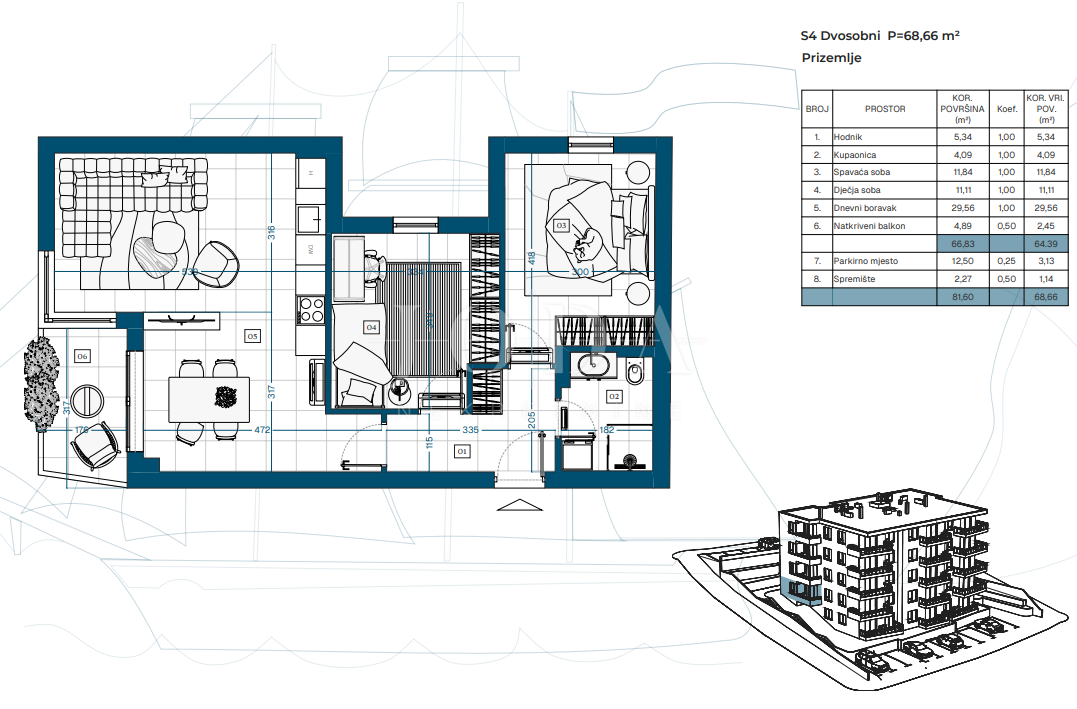 Allogio Novi Vinodolski, 69,87m2