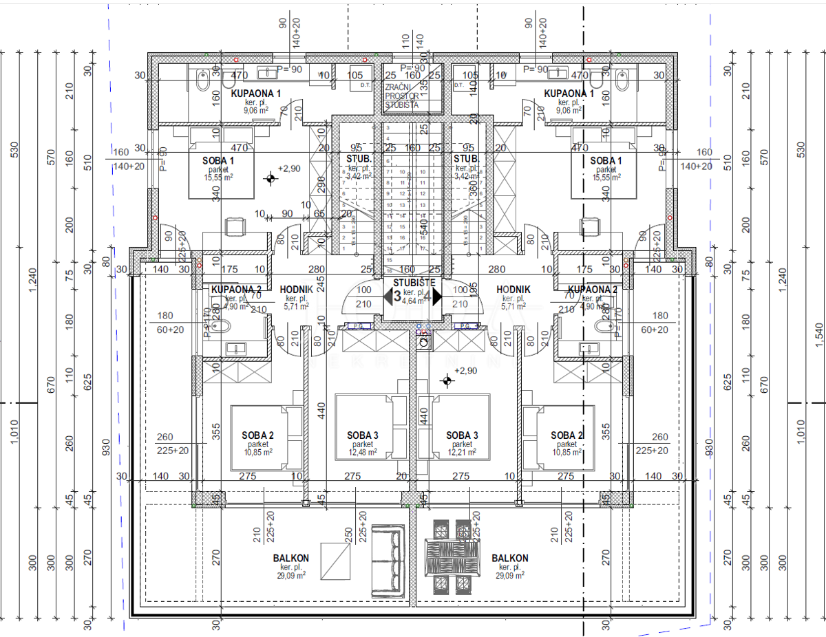 Luxury apartment under construction with pool and terrace, city of Krk