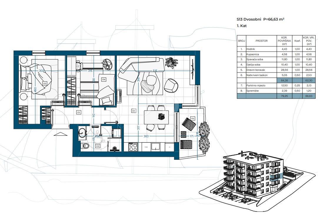 Allogio Novi Vinodolski, 69,87m2