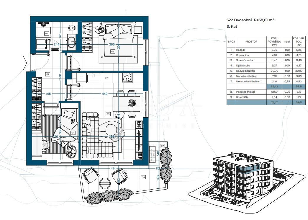 Allogio Novi Vinodolski, 69,87m2