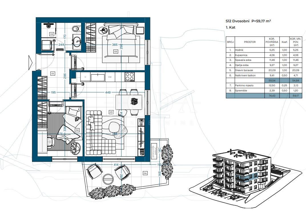 Allogio Novi Vinodolski, 69,87m2