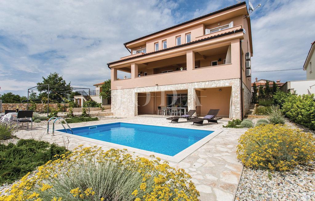 Modern house with pool and sea view, island of Krk