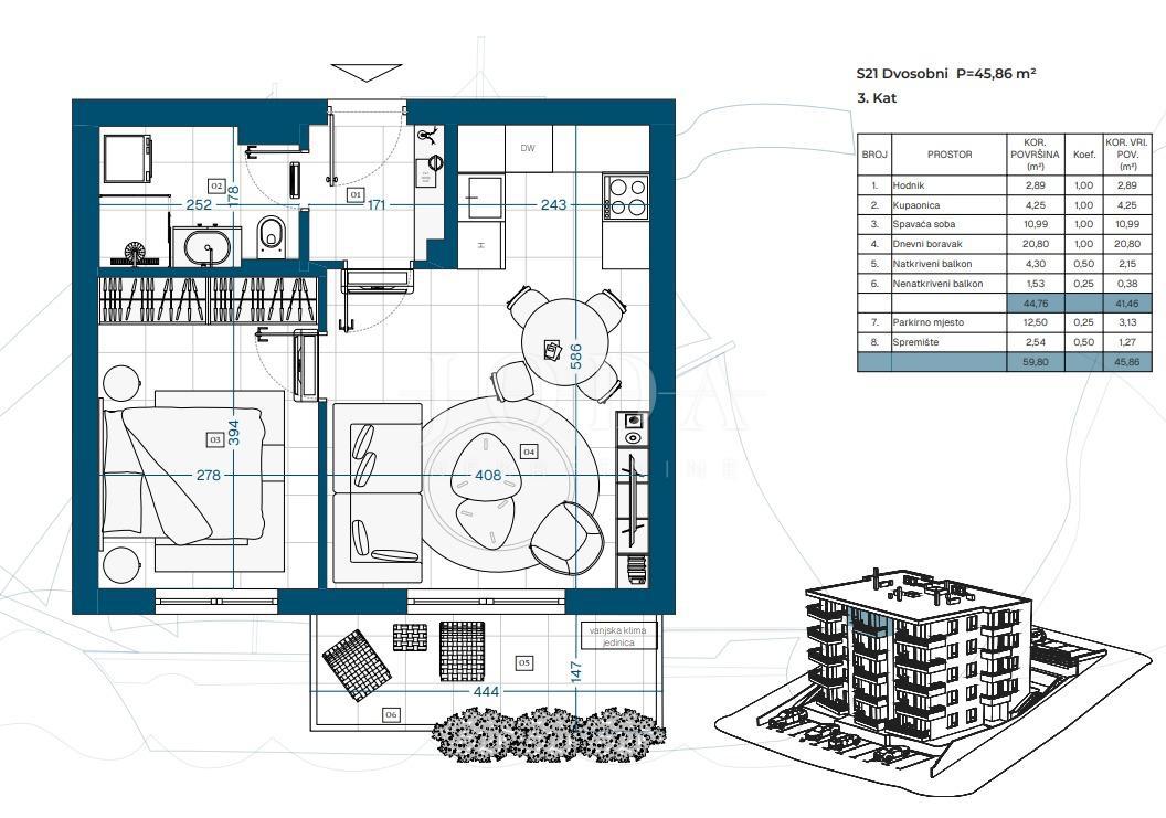 Allogio Novi Vinodolski, 69,87m2