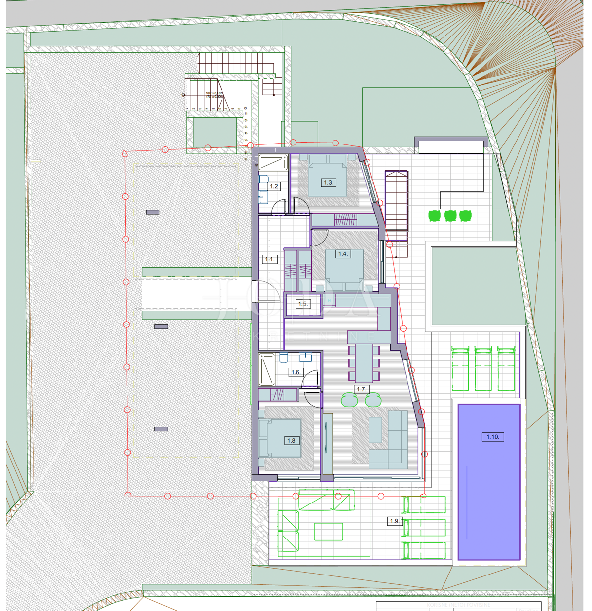 Luxury apartment with pool, island of Krk