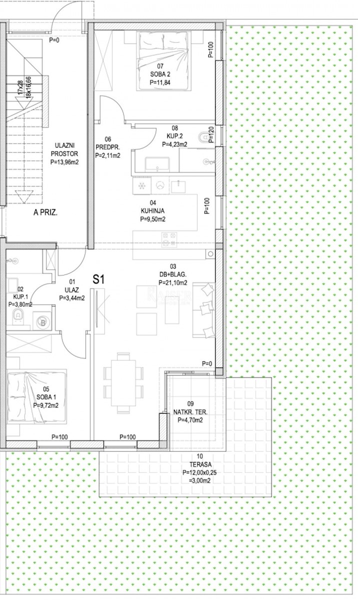 Barban - nuova costruzione, 2 camere da letto con terrazzo, 73 m2