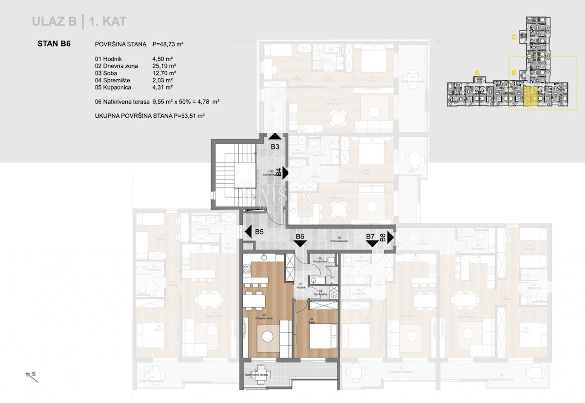 Labin, centro - nuova costruzione 1 camera da letto + soggiorno, 51 m2