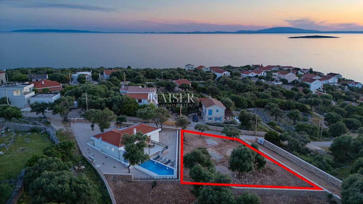 Isola di Pag, terreno con concessione edilizia in uliveto secolare, vista mare