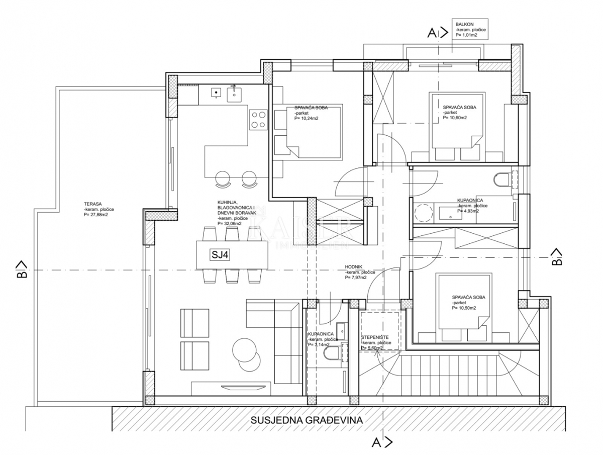 Appartamento Brodarica, Šibenik - Okolica, 107m2