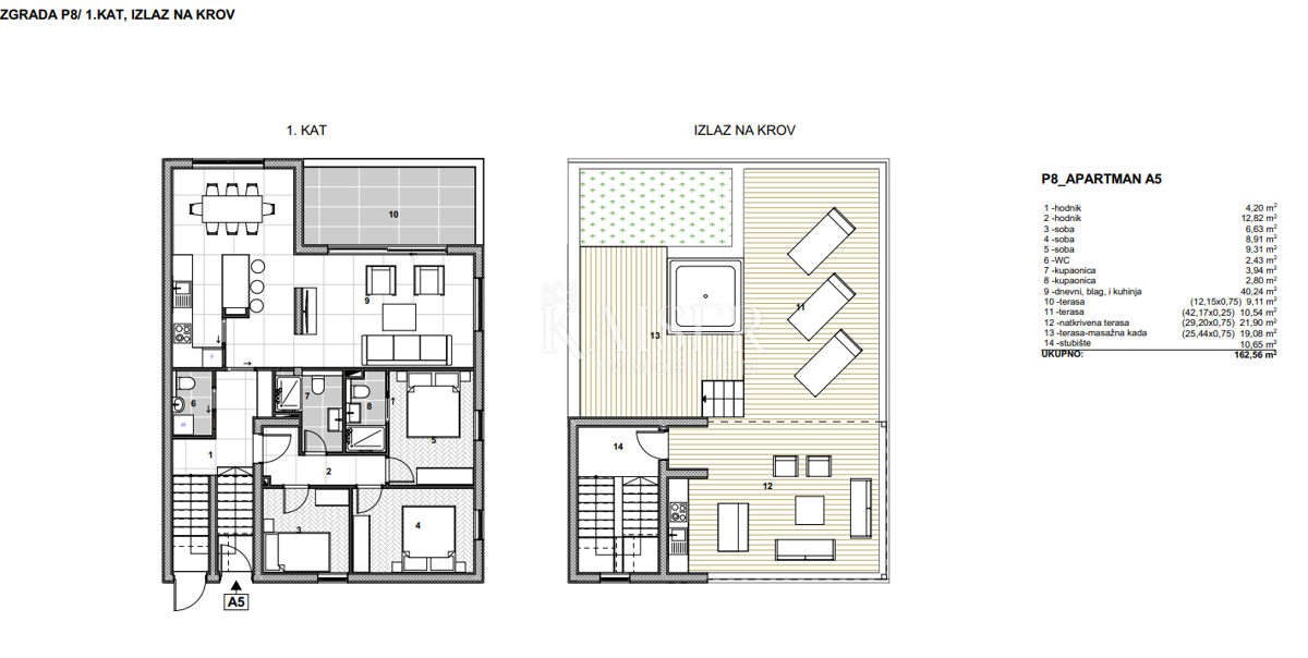 Trogir, Čiovo - attico di lusso con tre camere da letto sul mare, 162,56 m2