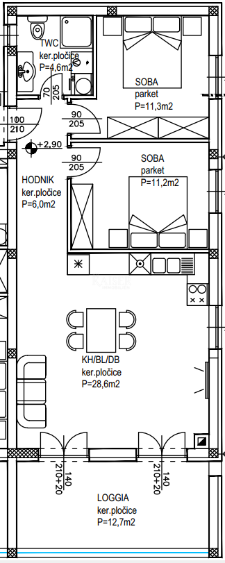 Appartamento Crvene kuće, Zadar, 82,05m2