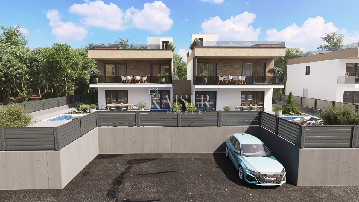 Istria, Verteneglio, moderna casa bifamiliare con piscina