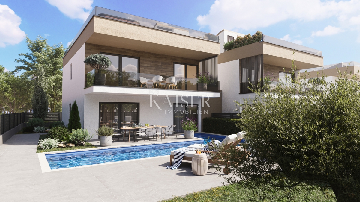 Istria, Verteneglio, moderna casa bifamiliare con piscina