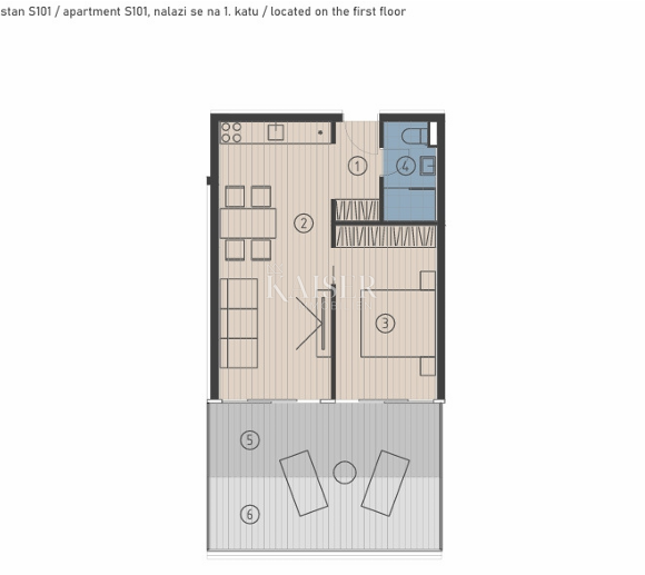 Jesenice, Dugi rat - Lussuoso appartamento con una camera da letto S201 con vista panoramica, prima fila al mare