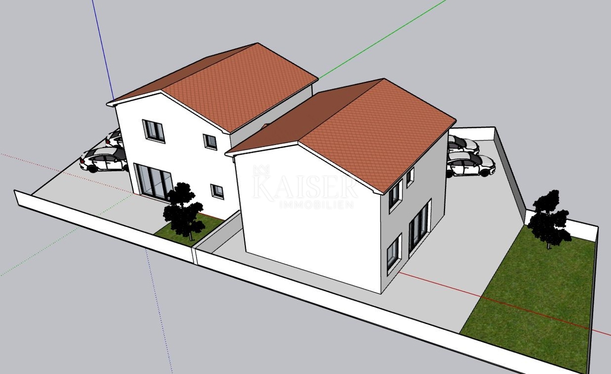 Istria, zona di Buie - pratico appartamento con 3 camere da letto in una casa bifamiliare di 109 m2, in costruzione