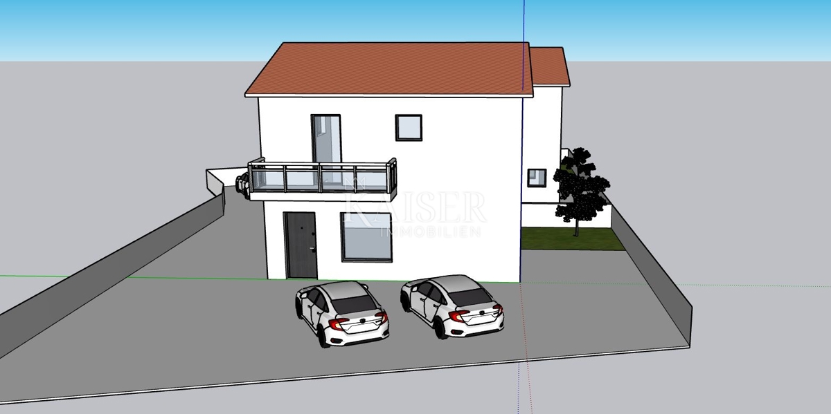 Istria, zona di Buie - pratico appartamento con 3 camere da letto in una casa bifamiliare di 109 m2, in costruzione