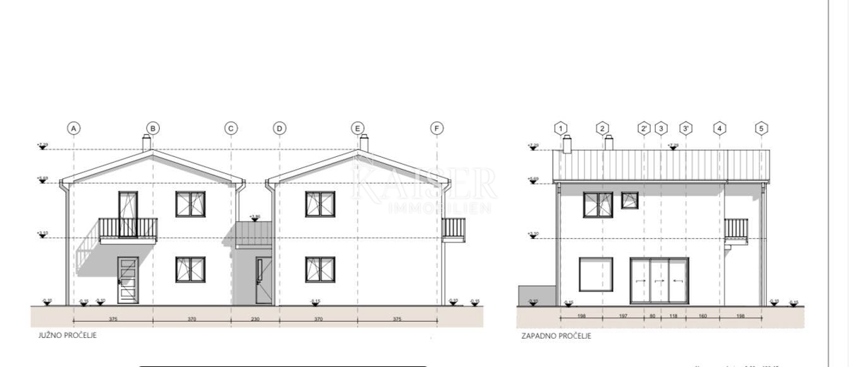 Istria, zona di Buie - pratico appartamento con 3 camere da letto in una casa bifamiliare di 109 m2, in costruzione