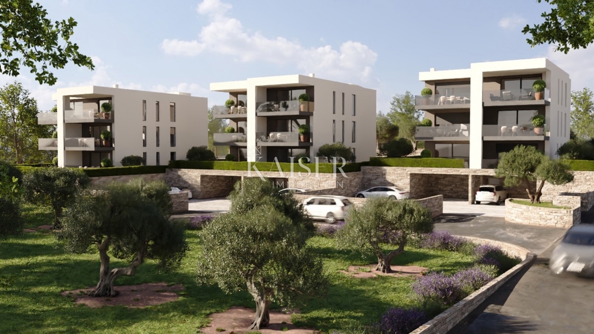Istria, Umago, dintorni - appartamento, nuova costruzione, 1 piano, 70m2, 300m dal mare, vista mare