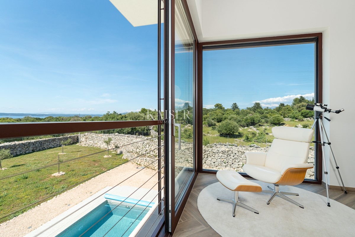 Isola di Pag, villa moderna mediterranea con vista mare