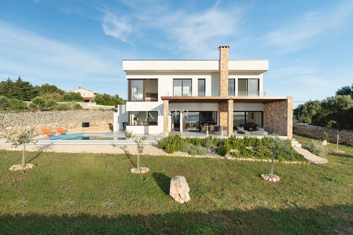 Isola di Pag, villa moderna mediterranea con vista mare