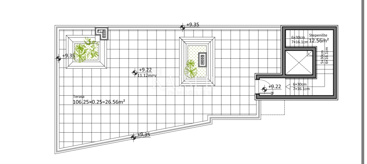 Appartamento a Zara, Sukošan, con terrazza sul tetto, 1 fila al mare