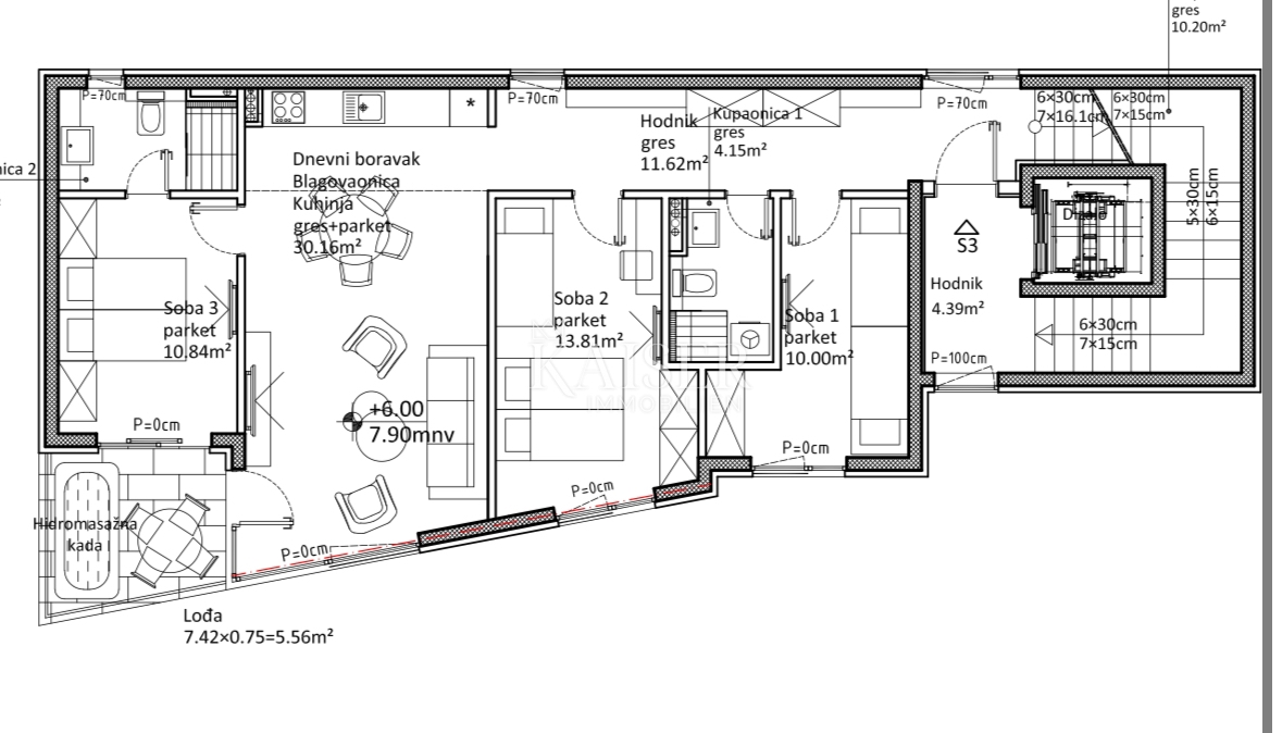 Appartamento a Zara, Sukošan, con terrazza sul tetto, 1 fila al mare