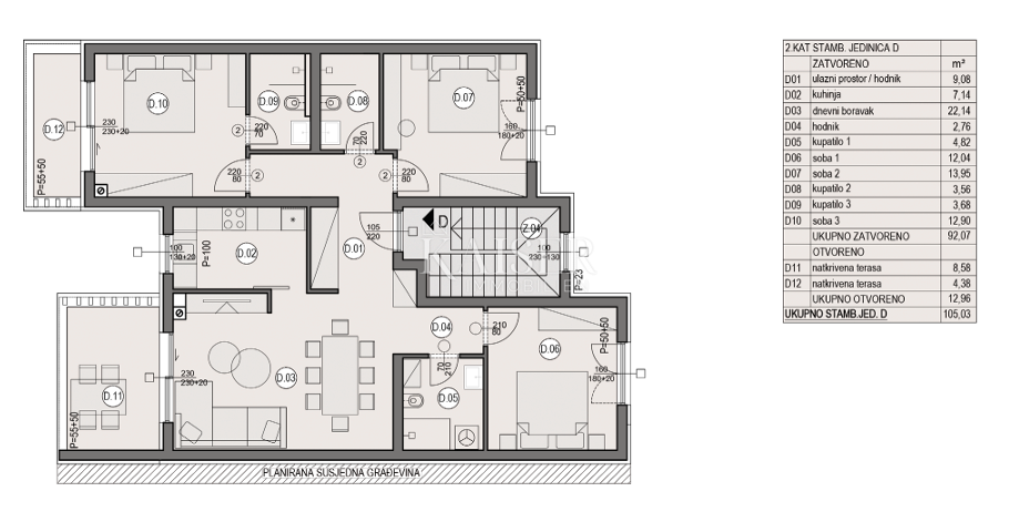 Istria, Pola - appartamento con tre camere da letto di 105 m2 in un nuovo edificio con garage