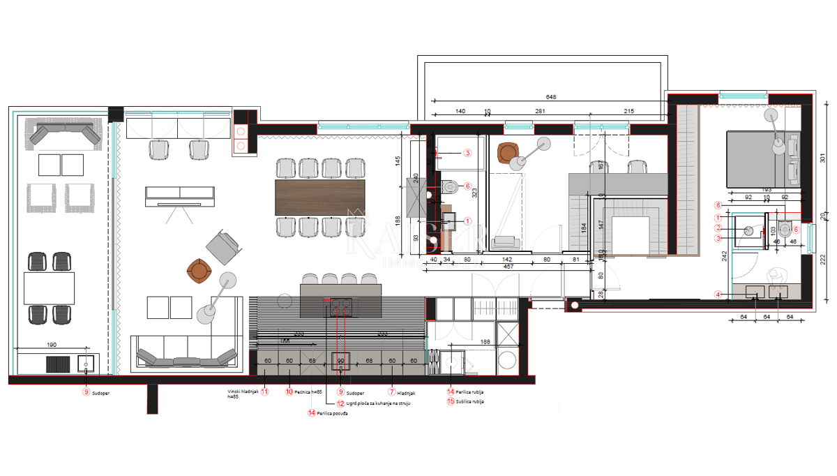 Istria, Cittanova - appartamento lussuosamente arredato di 119 m2, posizione eccellente, vista mare