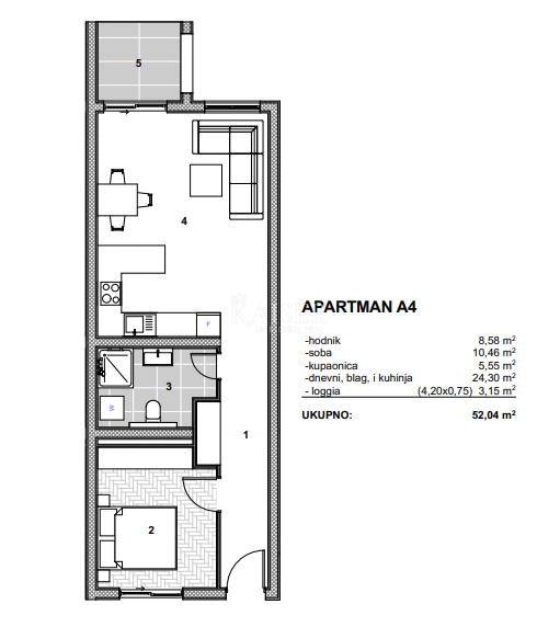 Trogir, Čiovo - appartamento di lusso al mare 52,04 m2