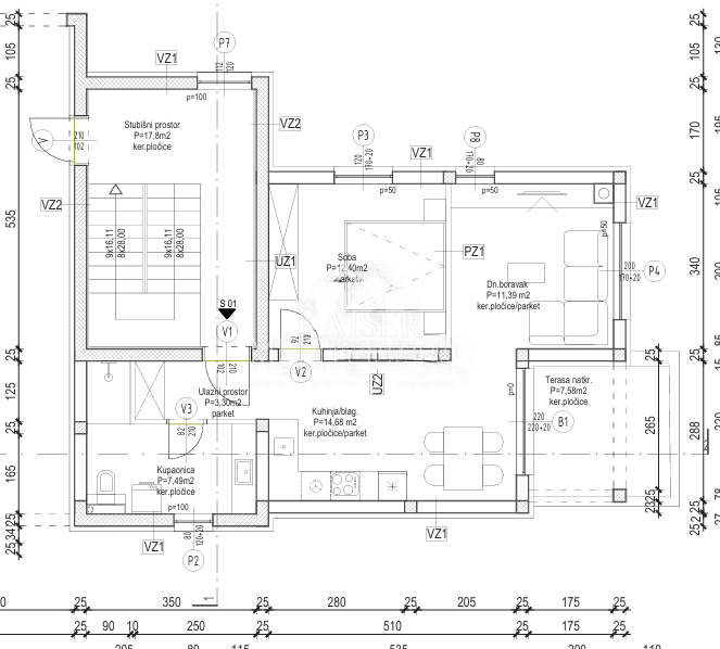 Sebenico, Brodarica - appartamento con una camera da letto 62,96 m2 in un nuovo edificio vicino alla spiaggia Rezalište