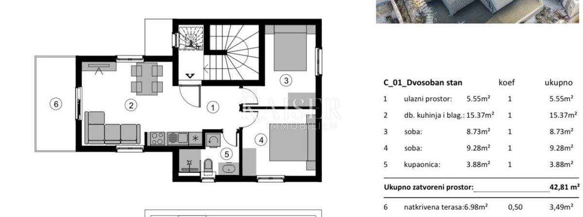 ŠIBENIK, ROGOZNICA - Appartamento con due camere da letto e vista mare