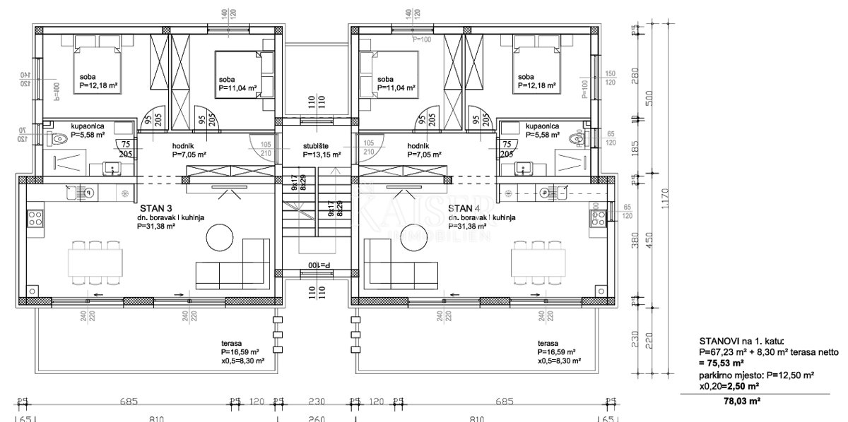 Zara, Sukošan - nuovo edificio a 200 m dalla spiaggia
