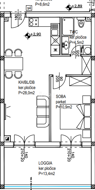 Appartamento Crvene kuće, Zadar, 64,30m2