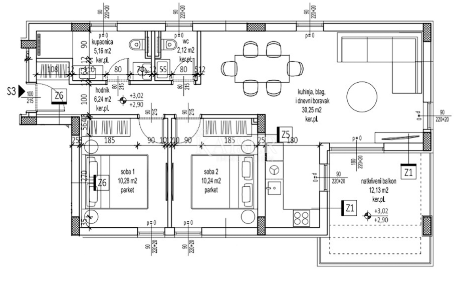 Petrčane - Zara, Attico esclusivo su tutto il piano con terrazza sul tetto