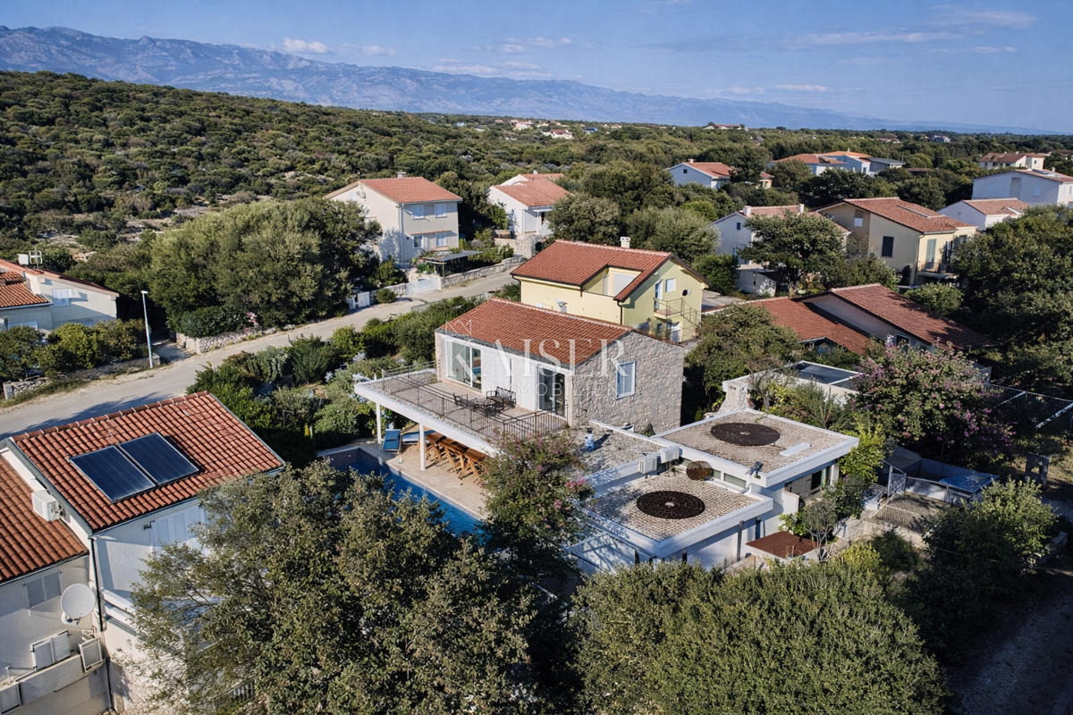 Pag, Potočnica - Villa familiare con piscina e splendida vista a 100 m dalla spiaggia
