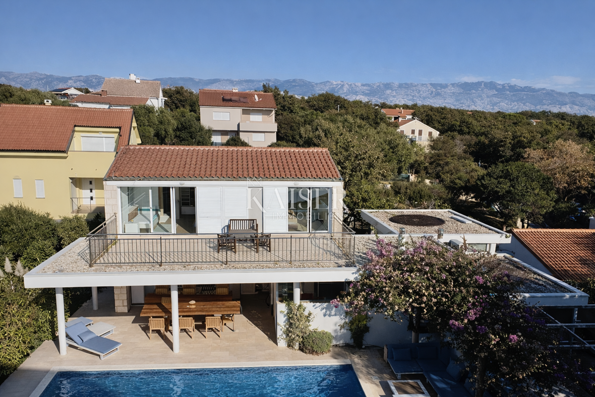 Pag, Potočnica - Villa familiare con piscina e splendida vista a 100 m dalla spiaggia