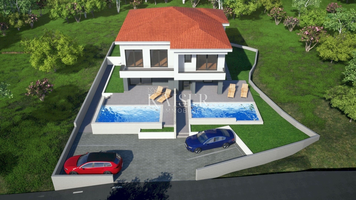 Isola di Krk, Malinska - moderna casa bifamiliare di 120m2 vicino al mare