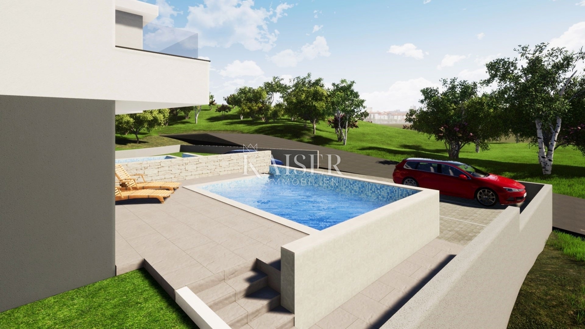 Isola di Krk, Malinska - moderna casa bifamiliare di 120m2 vicino al mare