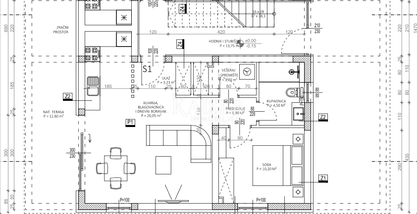 Appartamento Privlaka, 67,18m2