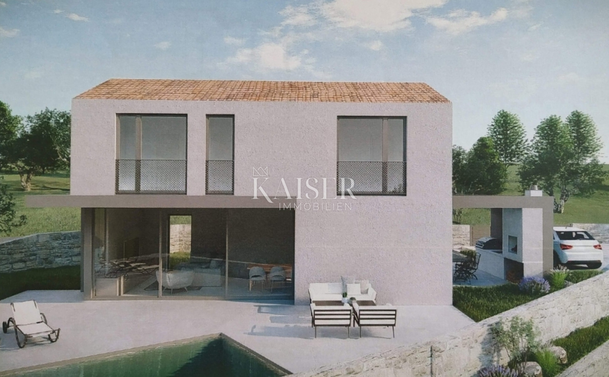 Isola di Krk, Dobrinj – terreno edificabile di 451 m2 con permesso di costruzione