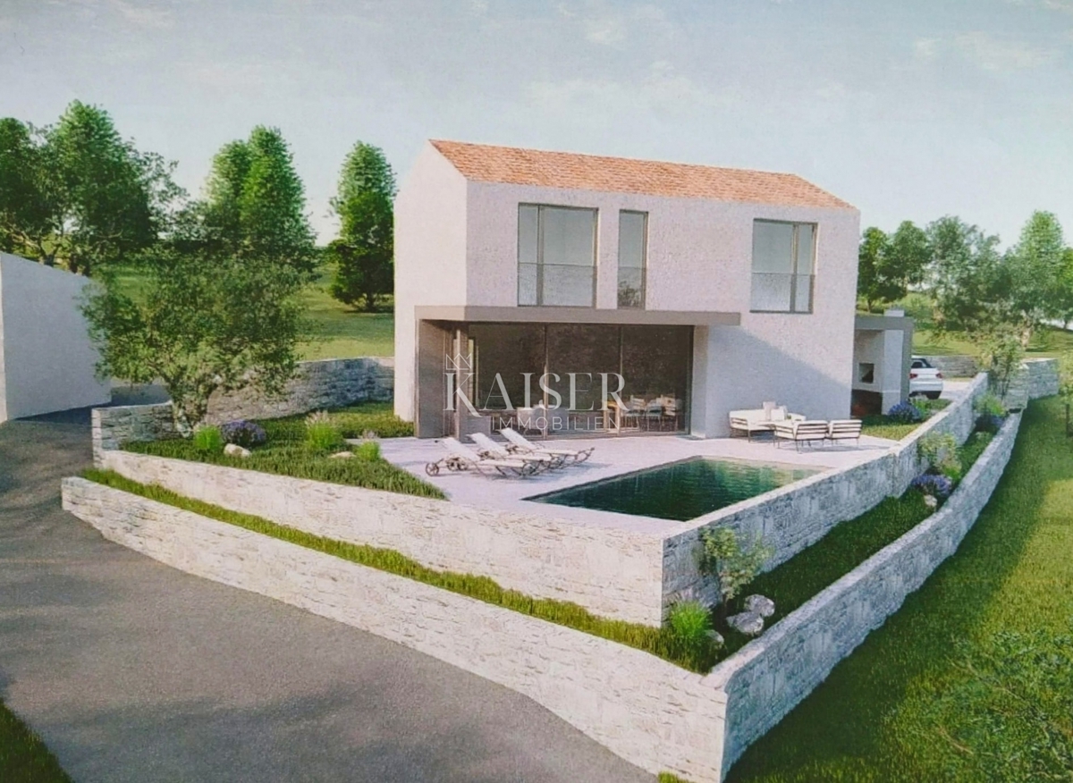 Isola di Krk, Dobrinj – terreno edificabile di 451 m2 con permesso di costruzione