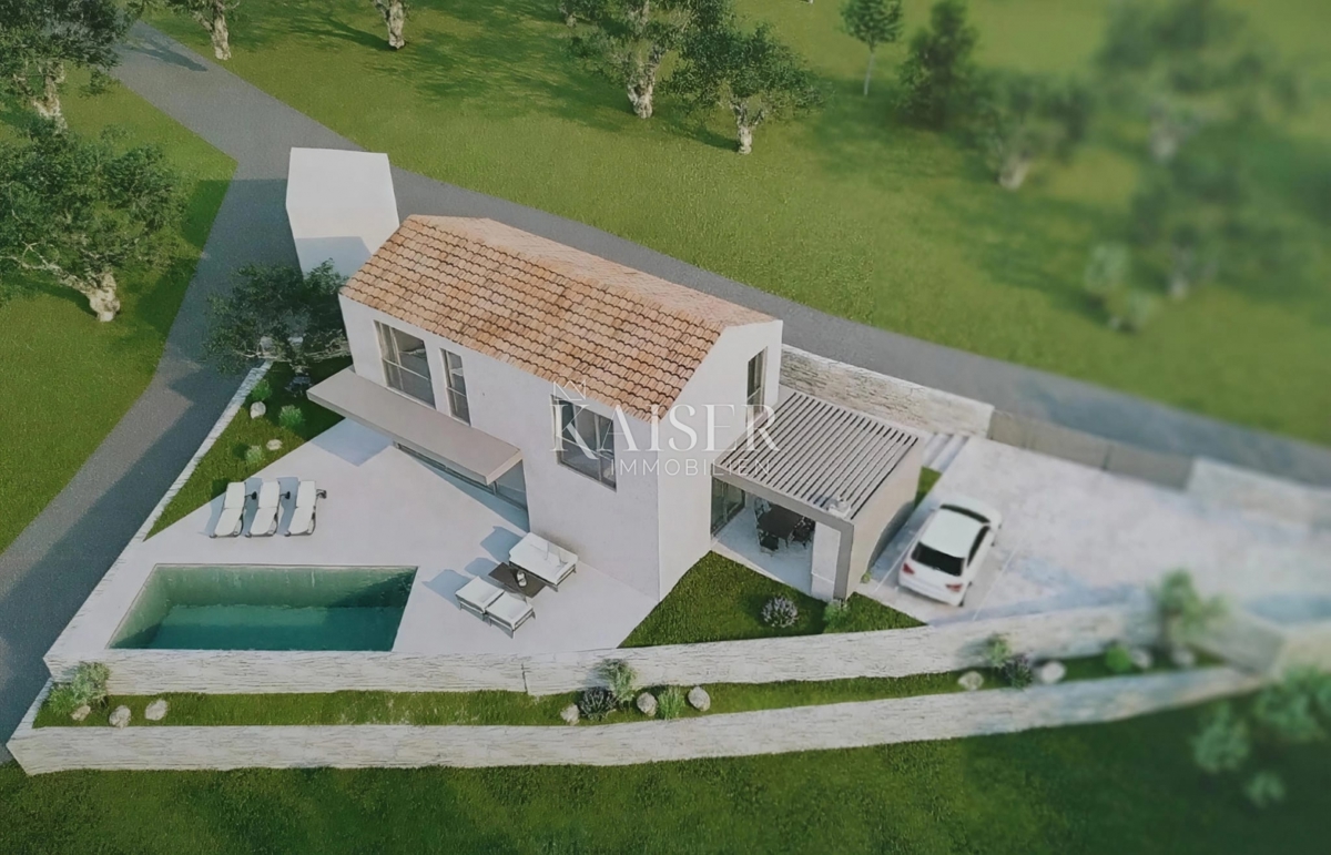 Isola di Krk, Dobrinj – terreno edificabile di 451 m2 con permesso di costruzione