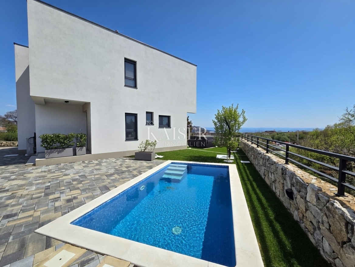 Isola di Krk, Kornić - casa moderna con piscina