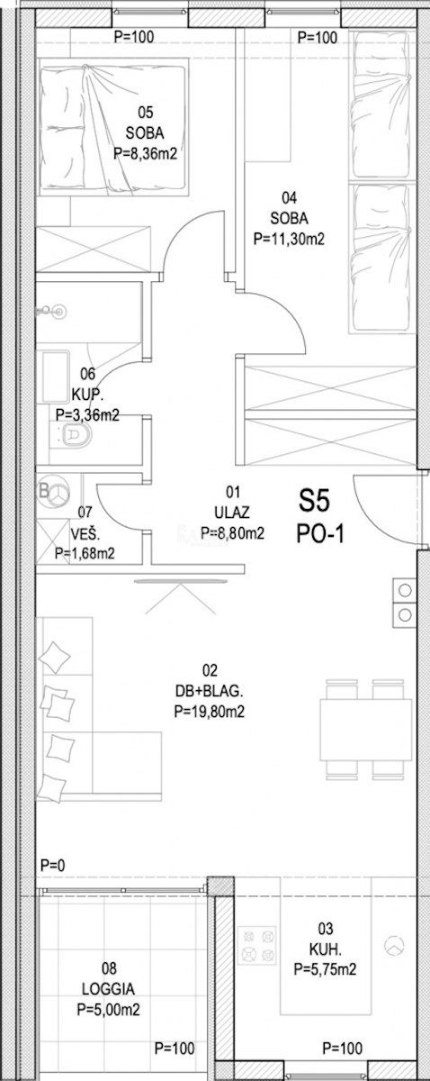 Barban - nuova costruzione, 2 camere da letto con terrazzo, 64 m2