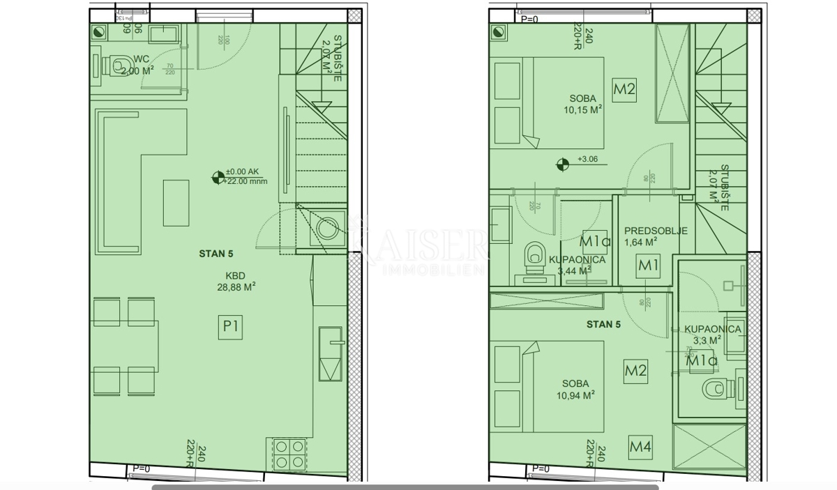 Appartamento Sveti Petar na Moru, Sveti Filip I Jakov, 69,34m2